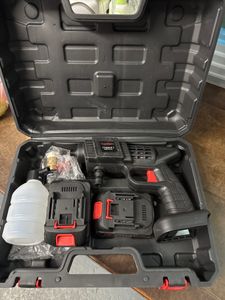 Akku Hochdruckreiniger, 3000mAh Akku-tragbare Hochdruckreinigungsmaschine, KFZ-Reiniger mit 2 Akkus, 5m Schlauch, zur Autos, Gärten und Lagern Kunden-Foto 2