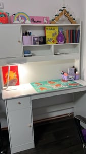 Weißer, moderner Loft-Computertisch mit 7 Regalen Kunden-Foto 1