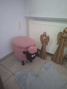 BELIANI Hocker für Kinder Holz Polyester Grau Schaf-Form Felloptik mit Stauraum Kinderzimmer Kunden-Foto 1