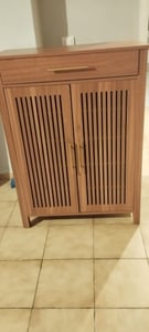 Tribesigns Schuhschrank, 5-stöckiger Schuhschrank schmal mit Lamellentüren und Schublade, Holz verstellbar Eingangsbereich, 80 * 36 * 110cm, Braun Kunden-Foto 1