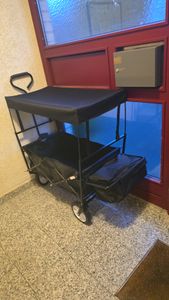 Jopassy Bollerwagen mit Dach Faltbar Handwagen Klappbar Gerätewagen Gartenwagen Transportwagen mit Teleskopgriff Strandwagen Schwarz Kunden-Foto 2
