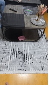 Tribesigns Quadratischer Couchtisch mit 2 Ebenen, 101 cm niedriger Bauernhaus-Couchtisch mit Holzregal für modernes Wohnzimmer, rustikales Braun Kunden-Foto 2