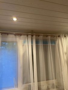 Gardinenstange Set Edelstahl Look Metall Ø 19mm zur Deckenbefestigung 2-lauf Kappe, Länge wählbar D28 E61 E61 Kunden-Foto 1