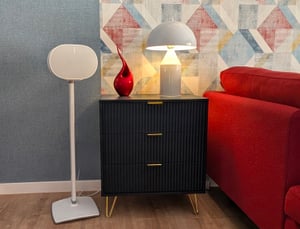 Cassettiera Fortuna Lai con 3 cassetti, credenza con gambe dorate, H: 70 cm, L: 60 cm, P: 40 cm. Cassettiera, cassettiera con cassetti, credenza soggiorno, blu navy Foto del cliente 1