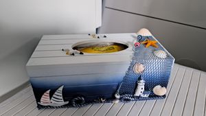 Drevená krabica na obrúsky Kozmetická krabica na obrúsky Stredomorský štýl Kleenexbox Námornícka stolová dekorácia Obrúsky Box Obrúsky Zásobník Obrúsky Box Námornícke darčeky pre domácu kanceláriu Fotografia od zákazníka č. 1
