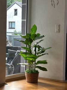 HOMCOM Künstlicher Baum 95 cm Kunstpflanze mit 33 Blättern, Topf für Wohnzimmer Kunden-Foto 1