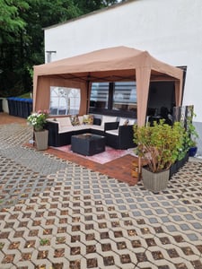 FCH Pop-Up-Pavillon 2 x 2 m Smoky Grau mit 4 Easy-Klett Seitenwänden 2 mit Reißverschlüssen Kunden-Foto 1