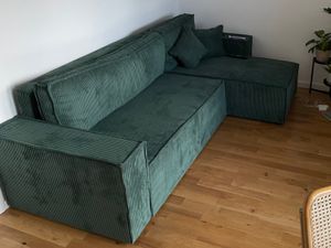 VENASI Ecksofa mit Schlaffunktion Hugo XL, Grün Cordstoff Kunden-Foto 5