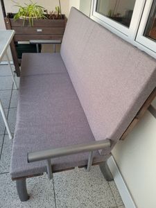 Bankauflage 120 x 40 cm, hellgrau, Unterseite Antirutsch, Bankkissen, Sitzkissen für Fensterbank, Bezug waschbar, sleepling Kunden-Foto 9