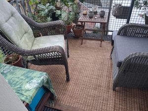 Outdoor Teppich Wetterfest Terrasse Balkon Garten Küchenteppich Einfarbiges Design Flachgewebe Sisal Look Waschbarer Teppich Verschiedene Große : 280 X 370 cm , Farbe : Schwarz Kunden-Foto 7