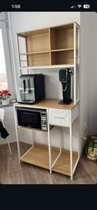 VASAGLE Küchenregal mit Steckdosen, Standregal, Mikrowellen-Regal, verstellbare Ablagen, Stoffschublade, 12 Haken, 40 x 100 x 180,4 cm, für Mikrowelle Kunden-Foto 1