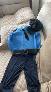 Polizei-Kostüm für Kinder mit Jumpsuit, Blau-Schwarz, Größe:110/116 Kunden-Foto 1