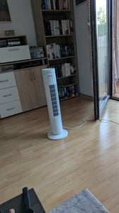 Heinner, stojací ventilátor, 30 W, DC motor, 12 rychlostí, funkce sterilizace, oscilace 90°, bílá barva Fotografie od zákazníka č. 2