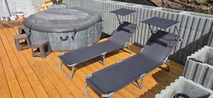Arebos set van 2 inklapbare ligbedden met zonnedak, 4-voudig verstelbaar, geschikt voor tuin en strand, met hoofdkussen en zijvak, belastbaar tot 120 kg, antraciet Klantenfoto 1
