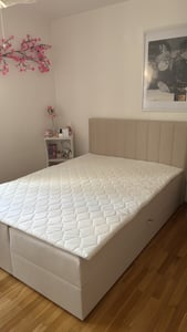 MYSEN Boxspringbett 180x200 Magic mit Bettkästen mit Matratze (14 cm) mit Topper (4 cm) Komplett-Set Polsterbett Bonell H3 Trinity Grau Kunden-Foto 2