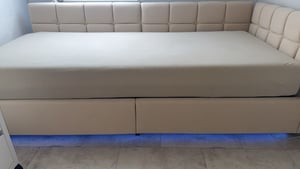 ProximaX Einzelbett 90x200 cm mit Stauraum & LED Beleuchtung, Polsterbett Samt mit Hydraulik-Lift, USB & Type-C Ladeanschluss Kunden-Foto 4