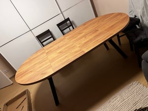 Dekori Runder Ausziehbarer Esstisch für Esszimmer, Wohnzimmer PERO, Loft-Stil, Durchmesser: 110 / 160 cm, Farbe: Eiche Craft Golden / Weiss Kunden-Foto 3