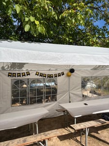 3x9 m Gartenpavillon mit Metallstruktur, Gartenzelt mit 5 abnehmbaren Seitenwänden, Partyzelt mit Fenstern, für Party Hochzeiten Camping Kunden-Foto 1
