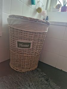 Wäschekorb "Home", Wäschesammler, Wäschepuff, Weide, grau, mit Ausschlag Kunden-Foto 1