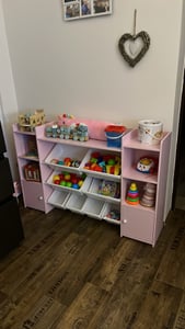 AIYAPLAY Kinderregal Spielzeugregal mit 8 herausnehmbaren Boxen Rosa Kunden-Foto 2