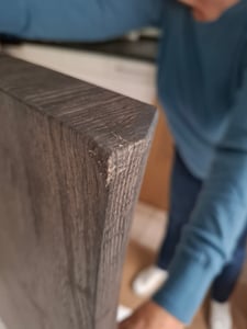 Esstisch Josy | 120 x 80 cm | Holz-Optik in Grau | Spider-Gestell Metall schwarz | 40 mm Tischplatte mit Baumkante | Tisch für Esszimmer & Küche Kunden-Foto 3