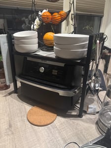 Küchenregale, Ausziehbarer Mikrowellenständer mit 6 Haken, 40-64cm ausziehbarer Mikrowellen Regal, Gewürzregal, Mikrowellenhalterung, Organizer mit 6 Haken, bis 30kg, Schwarz Kunden-Foto 12
