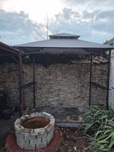 tectake® Grillpavillon wetterfest UV-Schutz Stahl anthrazit 240x150x250cm 2 Ablagen Kunden-Foto 1