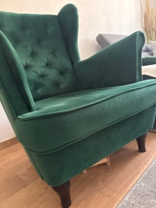 Rot Ohrensessel aus Velours Falco 86 cm Sessel mit Holzbeine Wohnzimmersessel mit Wllenunterfederung, Stoff: kronos 02 - kastanienrot Kunden-Foto 3