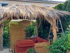 20x Palmdach 148 x 80 cm Palmpaneele Palmschindel Natur Dachschindel Reetdach Strohdach 100% nachhaltiges Naturmaterial Wetterfest Regenfest Langlebig Kunden-Foto 2