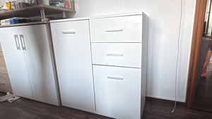 FineBuy Comodà bianca a 2 ante 71x104x35 cm Mobile multiuso in legno Mobile da ingresso chiaro Mobile piccolo Credenza Sideboard opaca Comodà Mobile da ingresso Foto del cliente 1