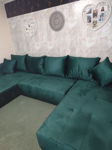 FURMEB24 ASPEN U sofa narożna z funkcją spania półka na pościel 346x188cm, sofa w kształcie litery U, beżowa Zdjęcie produktu od klienta nr 3