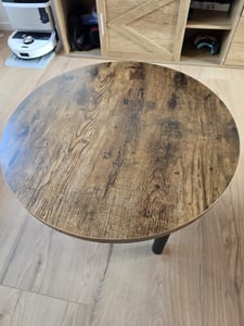 COSTWAY Ronde salontafel, bijzettafel voor de woonkamer, stevig metalen frame, metalen roosterplanken, moderne salontafel, rustieke bruine kleur Klantenfoto 1