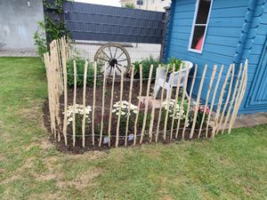 Staketenzaun in 26 Größen - Holzzaun aus Haselnuss - Gartenzaun Holz Höhen 50 cm - 150 cm Länge 5/10 Meter - Kastanienzaun für Garten (90cm x 5m) Kunden-Foto 12