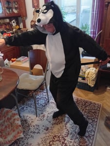 Pigiama Onesie Kigurumi Costume Travestimento Husky Nero XL: 175 - 185 cm Foto del cliente 4
