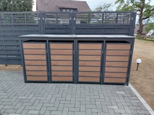 Mülltonnenbox Müllbox Mülltonnenverkleidung 2 Türen Anthrazit mit Holzdekor Box Kunden-Foto 8