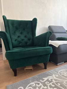 Rot Ohrensessel aus Velours Falco 86 cm Sessel mit Holzbeine Wohnzimmersessel mit Wllenunterfederung, Stoff: kronos 02 - kastanienrot Kunden-Foto 2