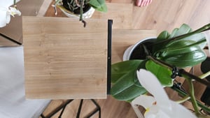3.10 Metall Blumentopf Ständer mit Holz Ablagen - klappbar / 3 Ablagen - ca. 32x28x40cm Kunden-Foto 1