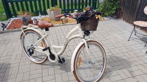 Goetze Mood 26 Zoll City Bike, 17 Zoll Tiefeinsteiger, 6-Gang Shimano Tourney, V-Bremse, LED-Beleuchtung, Gepäckträger, Korb mit Bezug Kunden-Foto 6