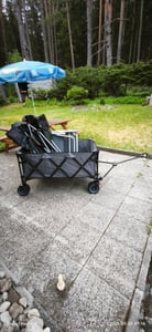 TRESKO® Bollerwagen faltbar 300L mit Bremse Grün | Handwagen klappbar 150kg inkl. Vollgummireifen | Faltbarer Strandwagen mit Extra Breite All-Terrain-Räder | Gartenwagen Transportwagen mit Tragetasche Kunden-Foto 1