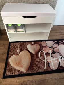 SoBuy Schuhbank mit Sitzfläche & Stauraum, Schuhregal für Flur & Eingangsbereich, Flurbank in Weiß BHT ca.: 60x43x30cm FSR25-HG Kunden-Foto 4