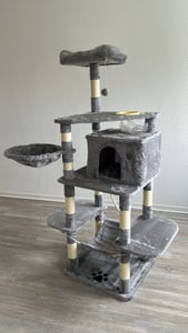 Hoppa! | Krabpaal met kattenbak | Stabiele constructie - Grijs Klantenfoto 1
