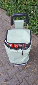 Skladací nákupný vozík Relaxdays, odnímateľná taška 28 l, nákupný vozík s kolieskami VxŠxH: 92,5 x 42 x 28 cm, šalviová Fotografia od zákazníka č. 1
