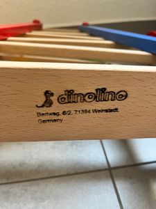 dinolino Kugelbahn bunt groß Holz mit 5 Rollelementen - Murmelbahn Kinderspielzeug Buntes Holzspielzeug für Kinder - Rollbahn, Holzkugelbahn Kunden-Foto 2