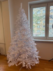 COSTWAY 240cm albero di Natale artificiale con 1138 punte, aghi in PVC e supporto in metallo, albero di Natale ideale per casa, ufficio e negozi, bianco Foto del cliente 7