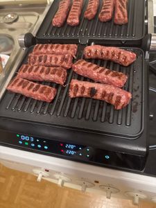 3 in 1 Elektrogrill 2000W, Doppelgrill mit unabhängiger Thermostate, 90-230℃, 4H Timer, Klappbarer Kontaktgrill mit 5 Programme Kunden-Foto 2