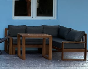 Merxx Ecklounge Set Merida, ausziehbare Bank, inkl. Auflagen - Akazie Kunden-Foto 1