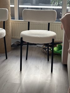 Esszimmerstühle 4er Set,Teddy Stoff Runde Boucle Gepolsterter Küchenstuhl,Ergonomischer Essstuhl mit Metallbeinen für Wohnzimmer,Küche (Creme) Kunden-Foto 1