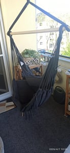 Outtec® Hängesessel mit 3 Kissen - 100x130x75cm, bis 140 kg - Boho Fransen Sessel, Sitzsack, Schaukel für Outdoor, Garten, Balkon, Zuhause - Beige Kunden-Foto 8