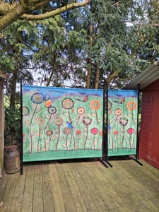 Paravent Outdoor Wetterfest 180 x 178 cm Schwarz | Raumteiler Stellwand Innen | Garten & Balkon Sichtschutz Blickdicht Kunden-Foto 2
