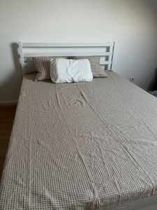 Zinus Leah Bett 90x200 cm - Bettgestell mit Lattenrost - Bett aus Bambus und Holz - Bettrahmen mit Kopfteil - Einzelbett - Weiß Kunden-Foto 1